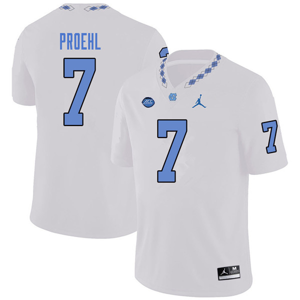 Jordan Brand Men #7 Austin Proehl North Carolina Tar Heels College Football Jerseys Sale-White